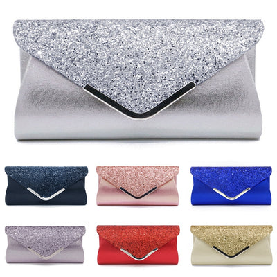 CB281 Simple Satin Glitter Prom clutch Bags ( 7 Colors )
