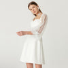 SS128 : 3/4 mesh lantern sleeves Short Bridal Dress