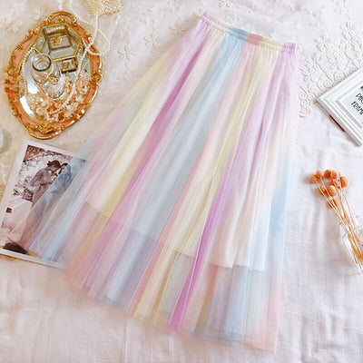 CK101 : 2 styles Sweety rainbow mesh skirts