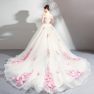CG173 Floral Off the shoulder Wedding Dress