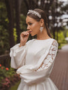 CW533 Puff Sleeves Satin Garden Bridal dress