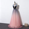 PP314 Gradient Pink High neck Evening Gowns