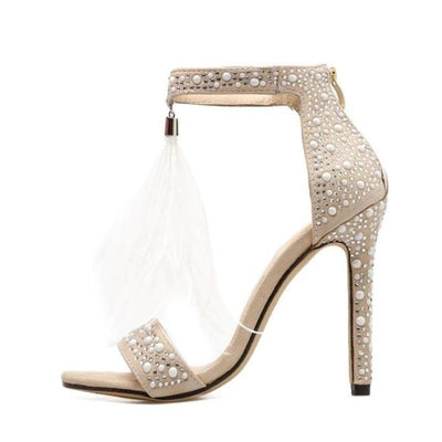 BS118 Fur Rhinestone Bridal Shoes