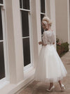 SS178 Half Sleeve Lace Tea Length Bridal Dresses
