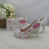 BS142 Lover heart White pearl Bridal Shoes , matching purse