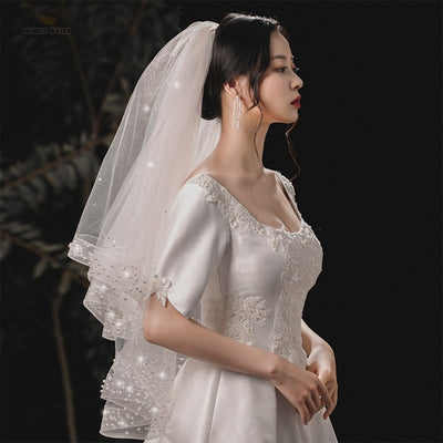 BV84 Beaded Two Layer Wedding Veils