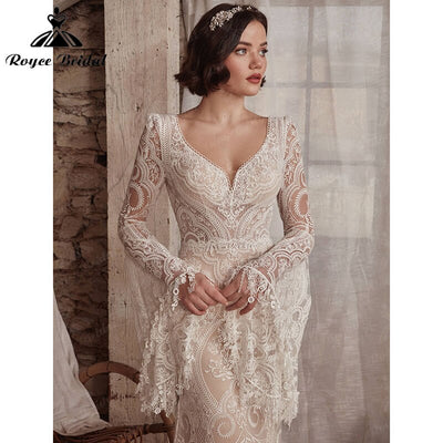 CW836 Flare sleeve bohemian Wedding dress