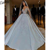 HW118 Luxury Long Sleeves Illusion beaded Wedding Gowns
