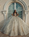 HW429 Off the shoulder Sequined satin Bridal Gown