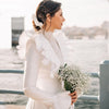 SS230 Satin long sleeve Short Wedding dress for Pre-wedding photoshoot