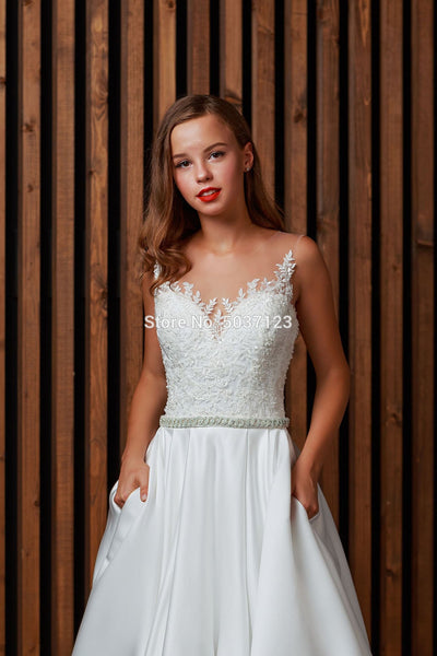 CW469 Simple A -line Boho Bridal dresses