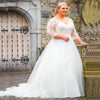 CW624 Plus Size 3/4 Sleeves A-line Bridal Gown