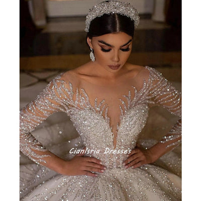 HW494 High grade stunning Sequins Wedding Dress. - Nirvanafourteen