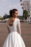 CW464 : 3/4 sleeves Satin A-Line Wedding Dresses