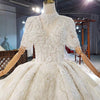 HW279 Real Photo : Luxury high neck short sleeves beaded Wedding Gowns