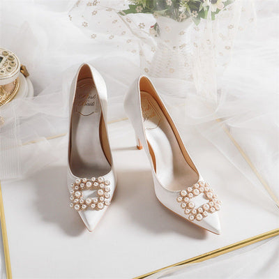 BS184 Elegant Bridal shoes ( creamy-white/red )