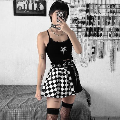 CK75 Harajuku Plaid Skirt ( Black/Red)