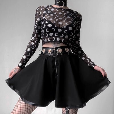 CK78 Ring High Waist Gothic Punk Skirt