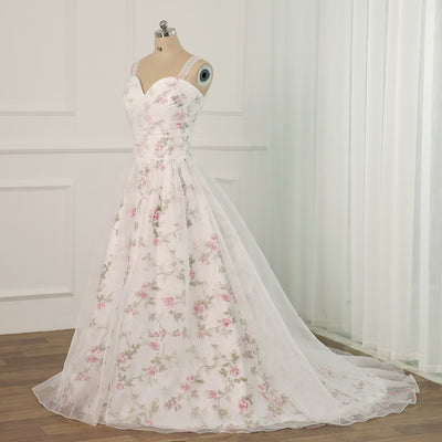 CG182 Real Pictures Plus size Floral Print Wedding Dress