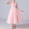FG546 Midi Princess dresses for girls (Pink/Beige)
