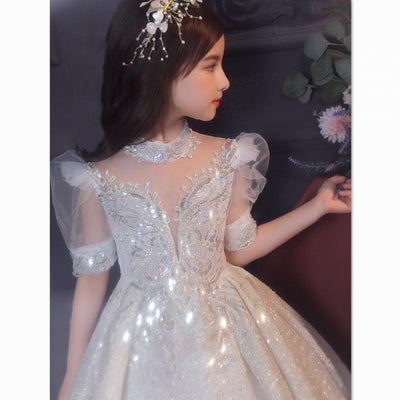 FG476 High neck sequined Pageant dress for girls