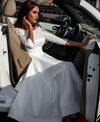 SS188 : 3/4 Long Sleeve Satin Ankle Length Bridal Gown