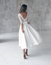SS186 : Simple 3/4 Long Sleeve Mid-Calf Wedding Gown