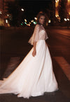 CW438 Strapless Beach Wedding Dress with  Cape