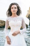 CW382 Long Sleeves Lace Chiffon Bohemian Wedding Dress