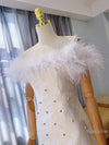 SS172 Ostrich feather Off Shoulder short Wedding dress