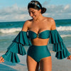 SW07 Vintage ruffle sleeve Bikini sets (2 Colors )