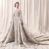 HW427 Luxury Bead Sequins Lace Bridal Gowns with overskirt
