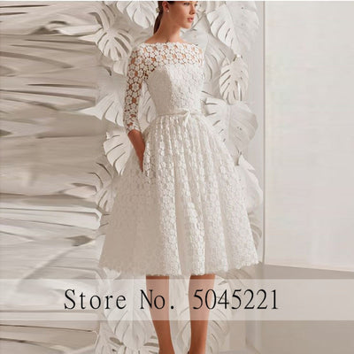 SS131 :3/4 sleeves Lace Short Wedding Dresses