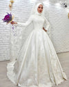 CW465 Muslim satin Long flare sleeves Bridal Dress