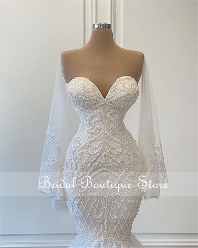 HW432 Handmade Crystals Beading mermaid Bridal Gowns