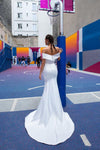 CW421 Satin Mermaid Wedding Dresses With Detachable Skirt