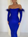 MX451 Off the shoulder Feather Sleeve Party dresses ( 2 colors )