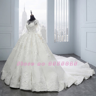 HW462 Real pictures Luxury 3D flower Wedding Gowns