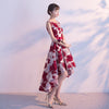 BH250 Floral  Burgundy Bridesmaid Dress