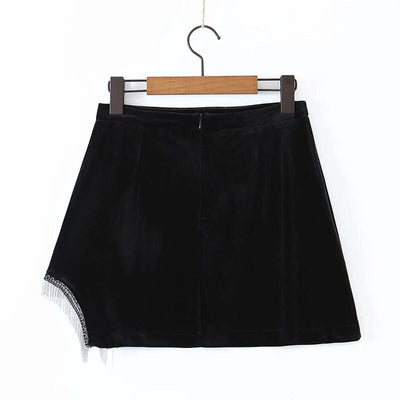 CK59 Black fringe mini skirt