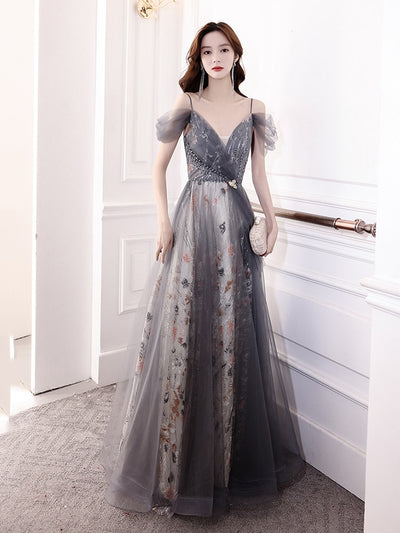 BH305 Spaghetti Strap Gray Homecoming dress