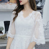 SS136 Simple V neck half sleeves short Wedding Dress