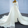 HW374 Real pictures Pearl Beading Wedding Gowns with removable train