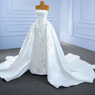 HW492 Real sample pictures strapless Wedding Gown with overskirt ...