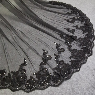 WJ53 Real Photos Black Sequins Bridal wraps for Pre-wedding Photoshoot