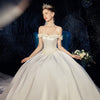 HW391 High quality simple pearls beaded satin Wedding dress