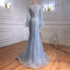 LG567 Plus size Luxury beading feather Evening Gowns ( Blue/Pink)