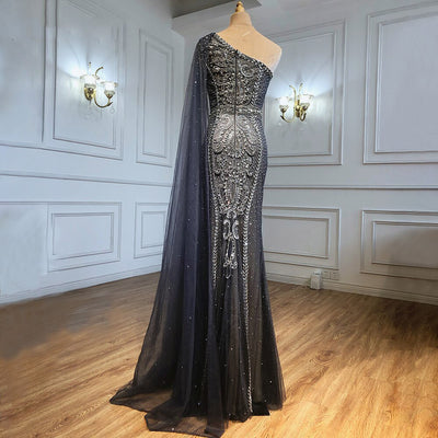 LG531 Luxury One Shoulder Beaded Pageant Gown