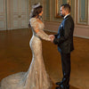 HW368 Luxury Ivory beaded Wedding Gown with detachable sleeves