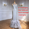 LG406 One Shoulder Feather Mermaid Evening Dress With Cape